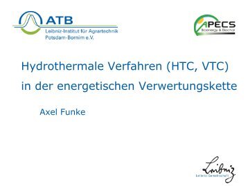 Hydrothermale Verfahren (HTC, VTC) - ANS eV