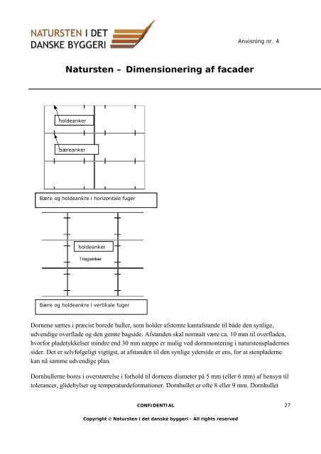 Natursten, Dimensionering af facader - Teknologisk Institut