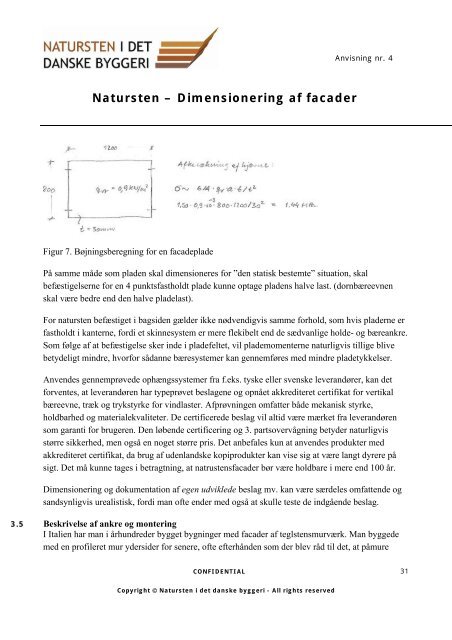 Natursten, Dimensionering af facader - Teknologisk Institut