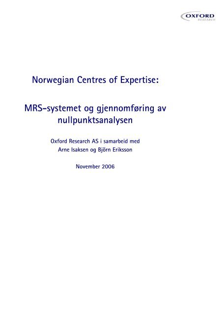Måling av klyngeeffekter – metode i NCE ... - Innovasjon Norge