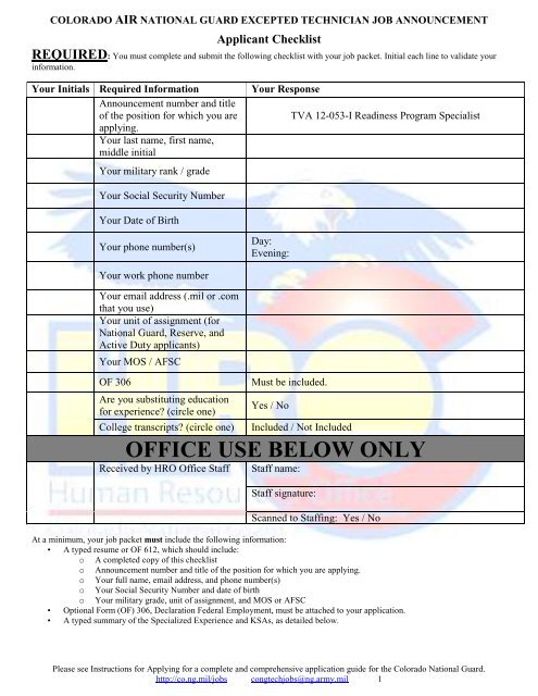 12-053-I Readiness Program Specialist - Colorado National Guard ...