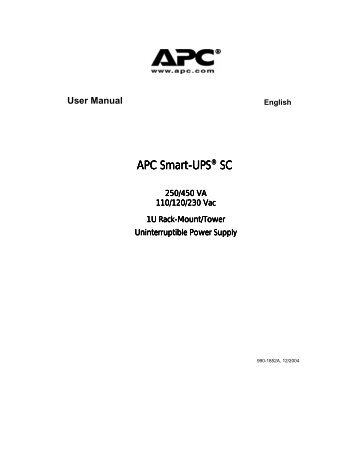 APC Smart-UPS SC450 Manual - ExcessUPS