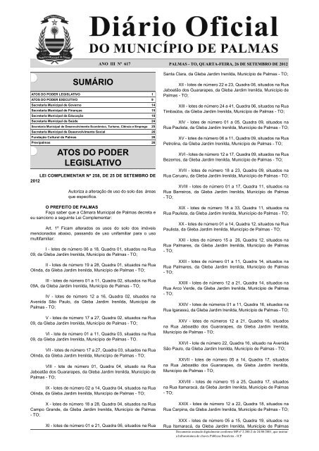 Secretaria Municipal da Saúde - Diário Oficial de Palmas