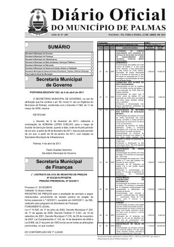 Diário Município Nº 259- 12-04.indd - Diário Oficial de Palmas