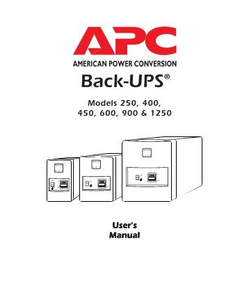 APC Back-UPS 280 User Manual - ExcessUPS
