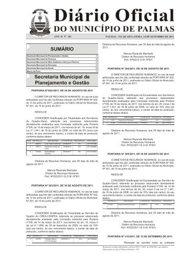 Secretaria Municipal da Saúde - Diário Oficial de Palmas
