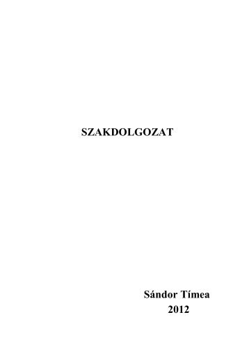 SZAKDOLGOZAT Sándor Tímea 2012