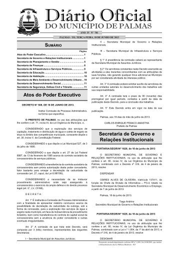 781ª Edição 18 Jun 2013 - Diário Oficial de Palmas