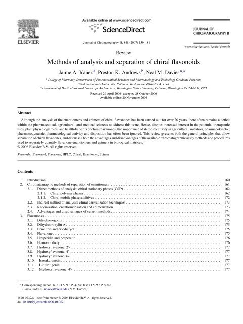 Methods of analysis and separation of chiral flavonoids