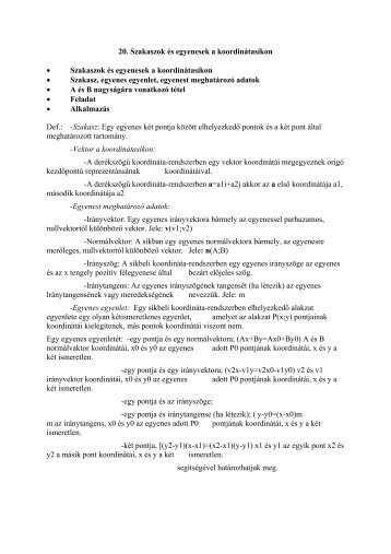 20. Szakaszok és egyenesek a koordinátasíkon • Szakaszok és ...