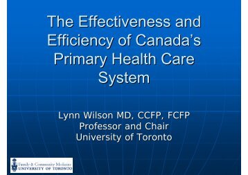 The Effectiveness and Efficiency of Canada's Primary ... - What is GIS