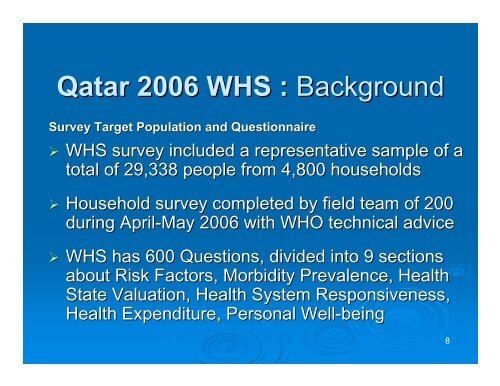Qatar 2006 World Health Survey Overview - What is GIS - World ...