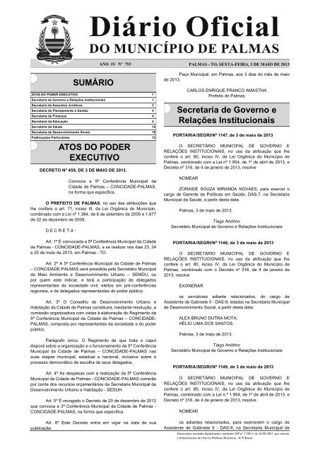 Diário Oficial de Palmas