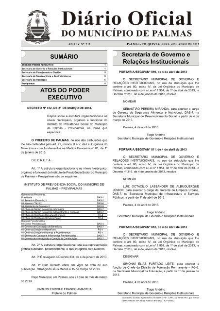 Secretaria de Governo e Relações Institucionais - Diário Oficial de ...