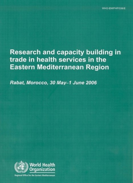 Research and capacity building Eastern Mediterranean Region