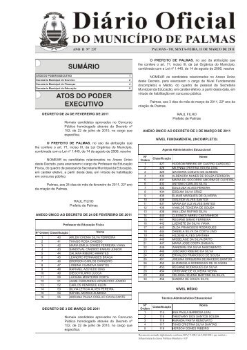 Diário Município Nº 237- 11-03.indd - Diário Oficial de Palmas