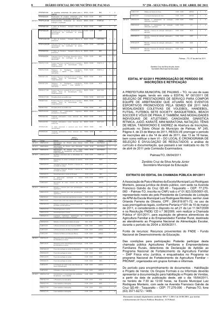 Diário Município Nº 259- 11-04.indd - Diário Oficial de Palmas