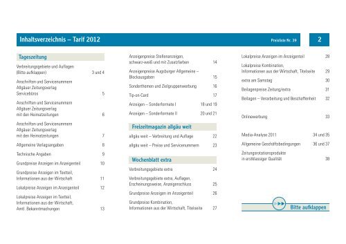 Preise und Leistungen 2012