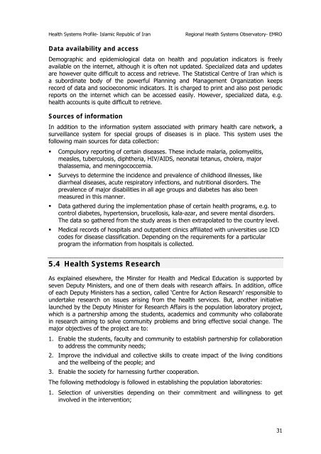 Health system profile - Islamic Republic of Iran - What is GIS - World ...