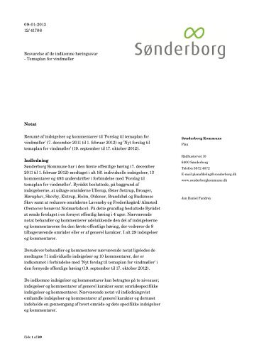 notat med resumé af indsigelser til planen med - Sønderborg ...