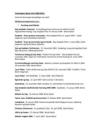 Kavalkade over foreningens aktiviteter 2003-2013 - PDF-fil