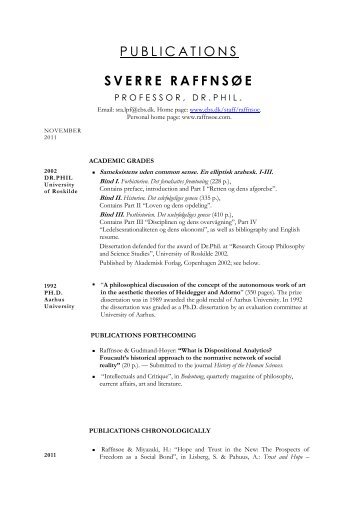Elegant CV - Sverre Raffnsøe - Professor i ledelsesfilosofi