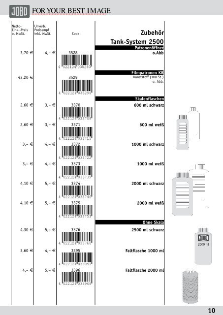 Analog Preisliste 2008 - Jobo