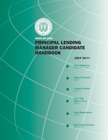 principal lending manager candidate handbook - Pearson VUE