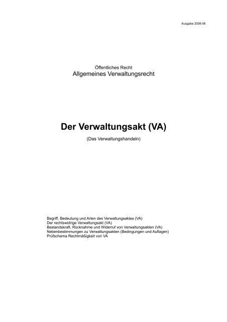 Nachträgliche änderung verwaltungsakt