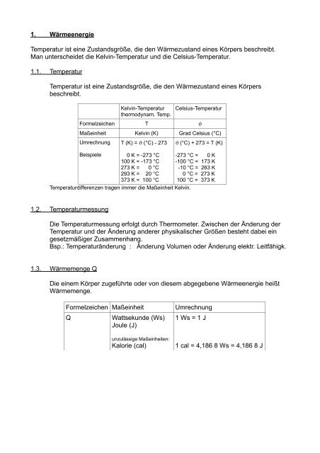 Grundlagen der Wärmelehre und Thermodynamik - Aklimex.de