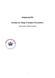 Arbejdsnotat NFA Oversigt over Tilbage Til Arbejde (TTA) initiativer.