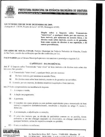 Lei Municipal nº 3289 de 2009 - Secretaria Municipal de Fazenda