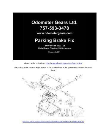 BMW 7 Series E65/E66 Parking Brake Gear ... - Odometer Gears