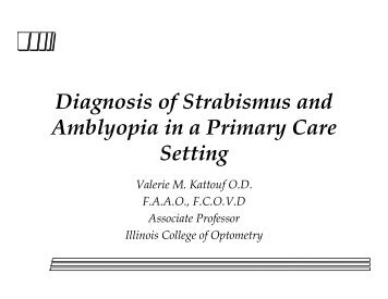 Diagnosis of Strabismus and Amblyopia in a Primary Care Setting