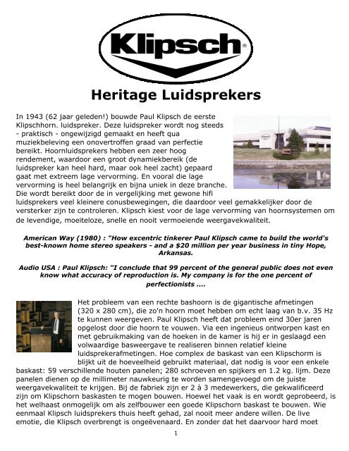 Heritage prijslijst in pdf - Audio Import.nl