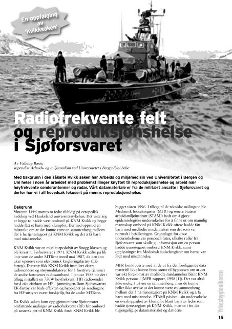 Nr. 1, 2010 - Norsk Yrkeshygienisk Forening