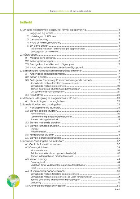 SIP-børn - Dansk kvalitetsmodel på det sociale område