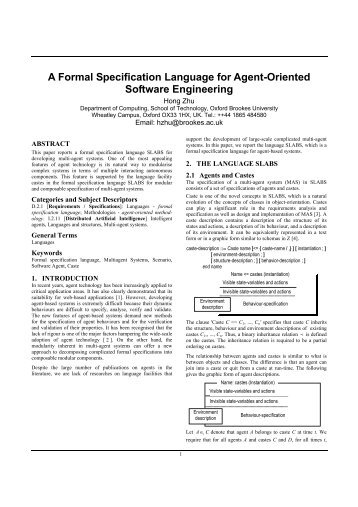 A Formal Specification Language for Agent-Oriented Software ...