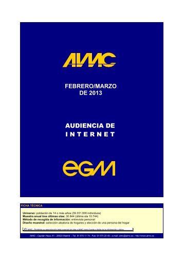 Audiencia de Internet en el EGM (febrero-marzo 2013) - AIMC