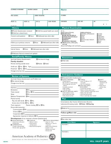 /4 years - Bright Futures - American Academy of Pediatrics