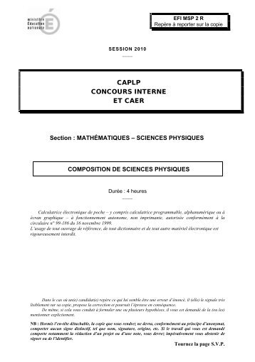 CAPLP CONCOURS INTERNE ET CAER