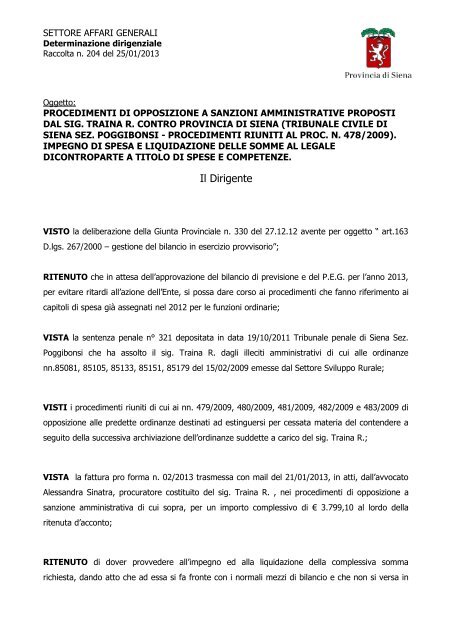 differenza tra determina e atto di liquidazione Determinazione Dirigenziale