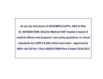 Policy Guidelines on Visual Standards for recruitment/retention