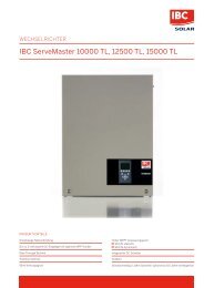 IBC ServeMaster 10000 TL, 12500 TL, 15000 TL - Energy Changes