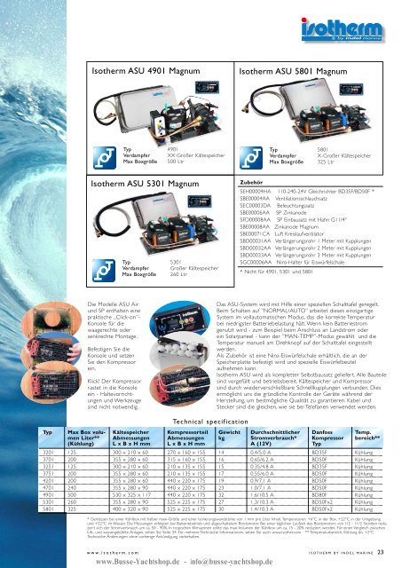 Bordkühlgeräte & Warmwasserbereiter - Busse Yachtshop