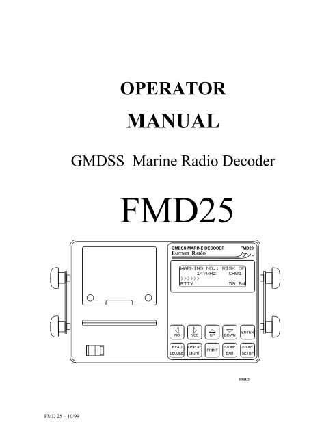 FMD25 Operator Manual - Busse Yachtshop