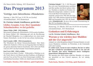 Das Programm 2013 - Trachselwald