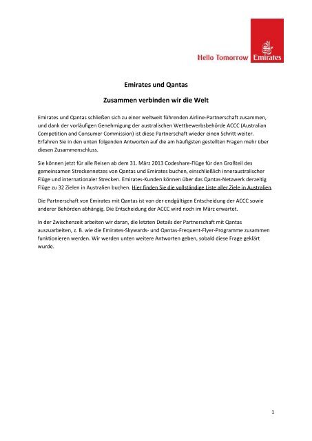 Emirates Und Qantas Zusammen Verbinden Wir Die Emirates Com Emirates Und Qantas Zusammen Verbinden Wir Die Emirates Com