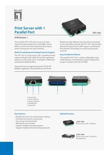 Print Server with 1 Parallel Port - LevelOne - Quality networking ...