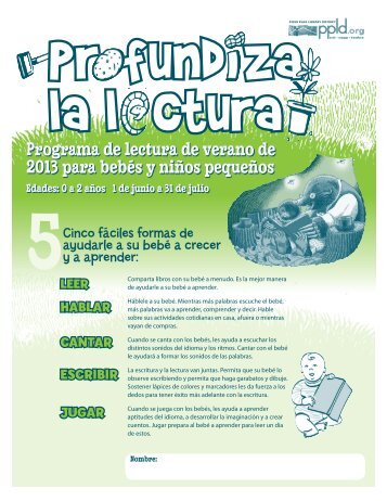Programa de lectura de verano de 2013 para bebés y niños pequeños